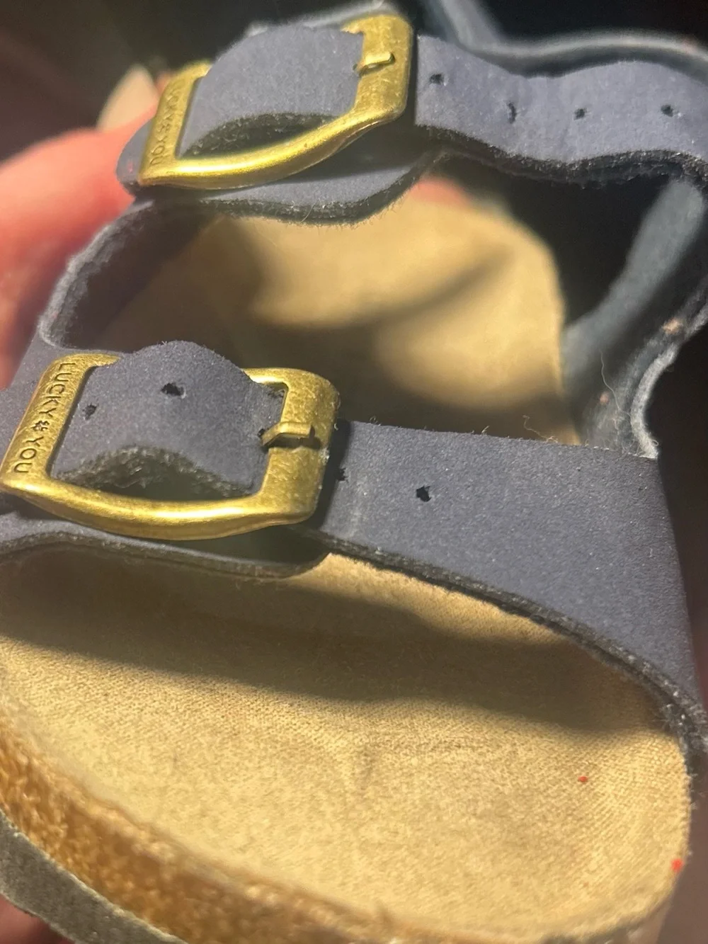 Lucky Brand Toddler Unisex Blanc Double Strap Navy Blue Casual Sandal size 8